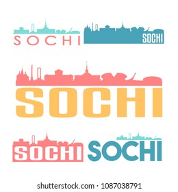 Sochi Russian Federation Flat Icon Skyline Vector Silhouette Design Set