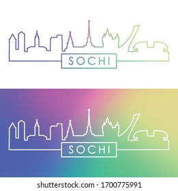 Sochi skyline. Colorful linear style. Editable vector file.
