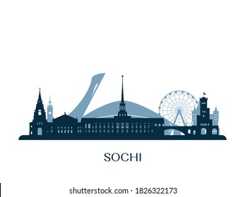 Sochi skyline, monochrome silhouette. Vector illustration.
