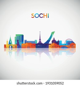 Sochi skyline silhouette in colorful geometric style. Symbol for your design. Vector illustration.