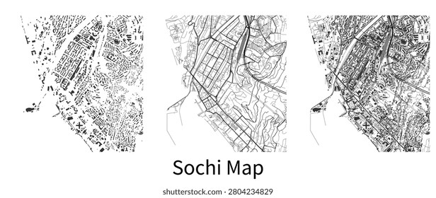Sochi Street Map Collection with Urban Road Network and City Layout Vector Illustration