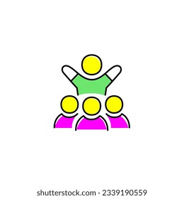 sociable line icon color purple and yellow vector with mental health theme