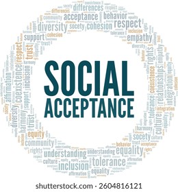 Social Acceptance word cloud conceptual design isolated on white background.