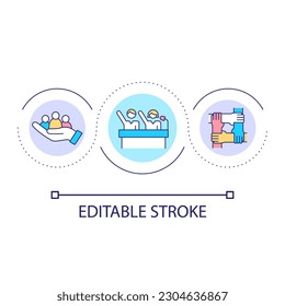 Social activism loop concept icon. Collaboration and equality. Protect human rights abstract idea thin line illustration. Isolated outline drawing. Editable stroke. Arial font used
