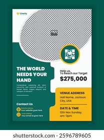 Social activity donation event flyer design or Charity Fundraiser Poster, leaflet, and handbill design template