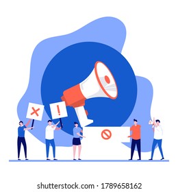 Social activity and protest concept with characters. Modern vector illustration in flat style for landing page, mobile app, poster, flyer, template, web banner, infographics, hero images.