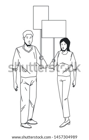 social activity public protest man protester with vector cartoon character black white vector illustrtion graphic design