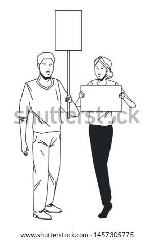 social activity public protest man protester with vector cartoon character black white vector illustrtion graphic design