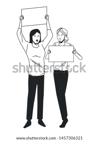 social activity public protest man protester with vector cartoon character black white vector illustrtion graphic design