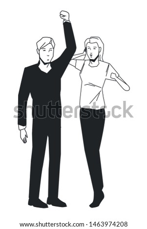 social activity public protest man protester with vector cartoon character black white vector illustrtion graphic design