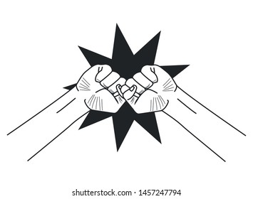 social activity and public protest two raised fists and crashing symbol of fighting protest icon cartoon vector illustration graphic design
