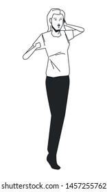 social activity and public protest young woman screaming in black and white avatar cartoon character vector illustration graphic design