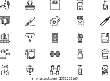 Social addiction icons collection is a vector illustration with editable stroke.