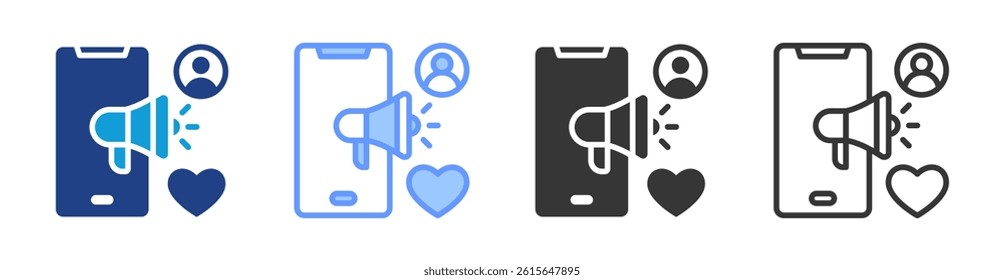 Social Ads icon set multiple style collection