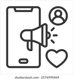 Social Ads Outline Icon Vector Illustration