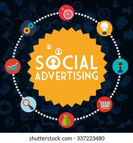 Social advertising concept with digital marketing design, vector illustration 10 eps graphic