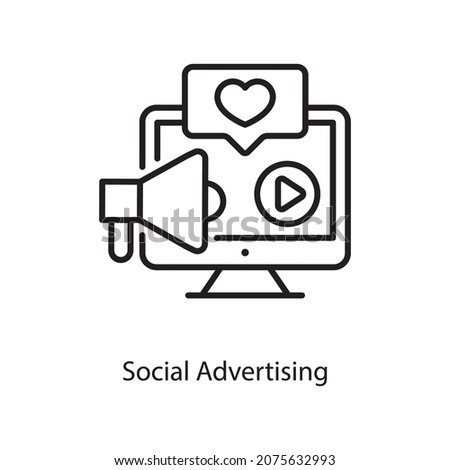 Social Advertising vector Outline Icon Design illustration. Social Media Symbol on White background EPS 10 File