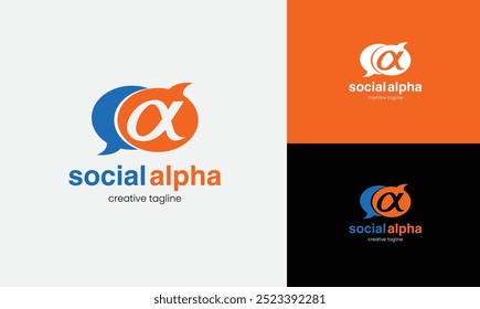 Modelo de vetor totalmente editável do logotipo alfa social