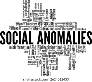 Social Anomalies word cloud conceptual design isolated on white background.