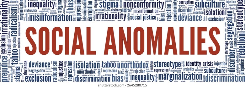 Social Anomalies word cloud conceptual design isolated on white background.