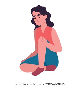 social anxiety disorder woman sitting illustration