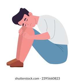 social anxiety disorder young man illustration