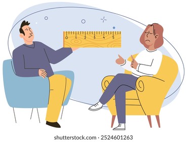 Ilustração do vetor de ansiedade social. Depressão é condição psicológica complexa caracterizada pela tristeza Exaustão emocional pode resultar de estresse prolongado e demandas sociais Surge frustração