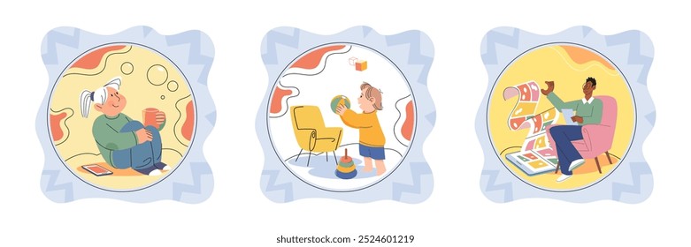 Ilustración vectorial de ansiedad social. La ansiedad social a menudo conduce a sentimientos de soledad La confusión y la tristeza pueden contribuir a los problemas de salud mental Las personas deprimidas pueden experimentar