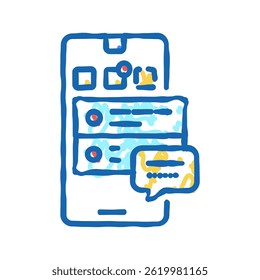 social application for communication doodle icon sketch vector. social application for communication sign. isolated symbol illustration