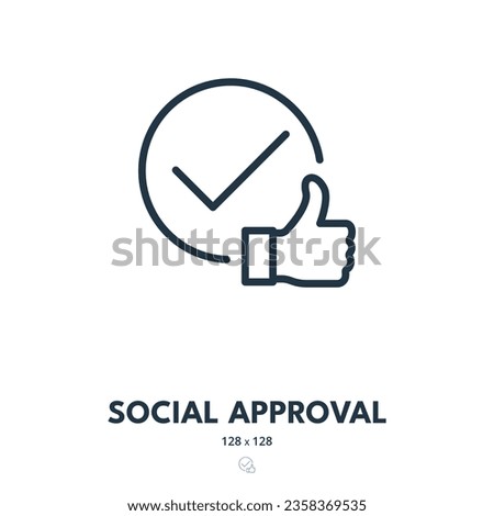 Social Approval Icon. Thumbs Up, Recommend, Support. Editable Stroke. Simple Vector Icon