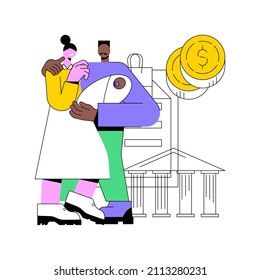 Social assistance abstract concept vector illustration. Social services workers, low income, care about seniors, volunteer help, home nursing, caregiver support, disabled person abstract metaphor.