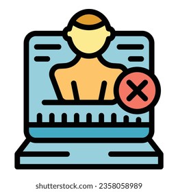 Social avatar icon outline vector. Computer privacy. Service bin color flat