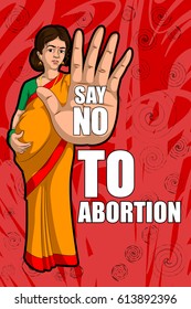 Social Awareness concept poster for Say No To Abortion. Vector illustration