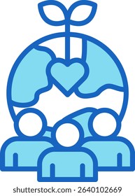 Social Awareness Icon Blue Vector Illustration