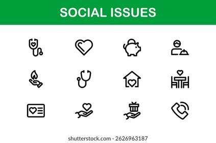 Social Awareness Icon Pack. Minimal Line Art for Activism, Diversity, and Human Rights Designs