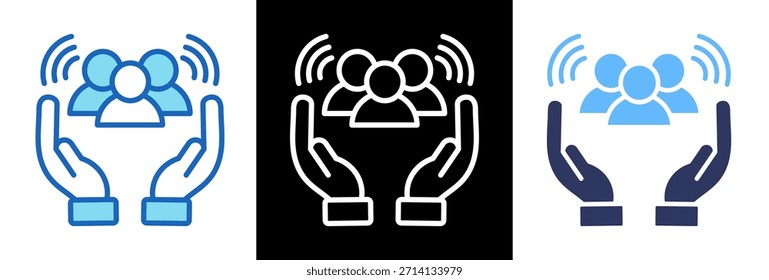 Ilustração de vetor de estilo triplo de ícone de consciência social