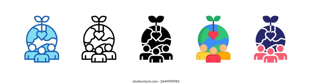 Coleção de Conjuntos de Ícones de Estilo Múltiplo de Consciência Social.