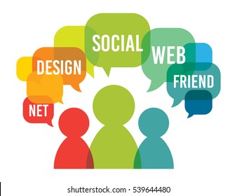 Social background design. Social media concept. Communication in the global computer networks. Vector in flat design