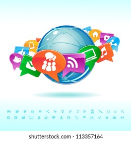 Social background network of the icons vector