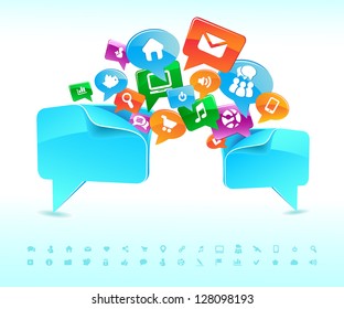 Social background network of the icons vector