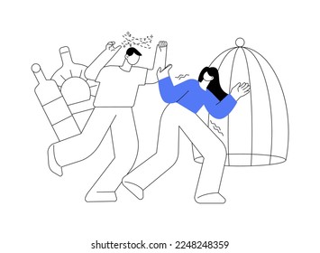 Social behaviour abstract concept vector illustration. Anti-social behaviour, youth abuse, gang fighting, riots, drinking alcohol, troubled teenager, bullying, domestic violence abstract metaphor.