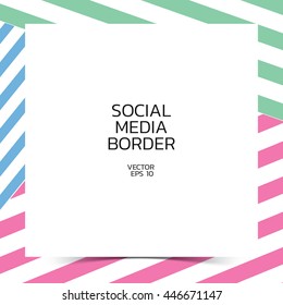 Social border square on color background.