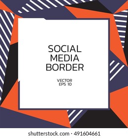 Social border square on color background.