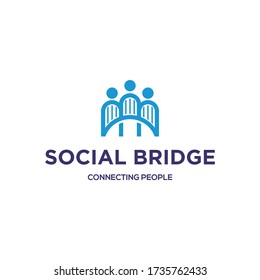 Social bridge logo design. Bridge and people logo combination.