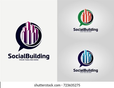 Social Building Logo Template Design Vector, Emblem, Design Concept, Creative Symbol, Icon