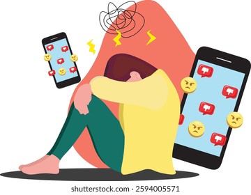 social bully causing depression vector 