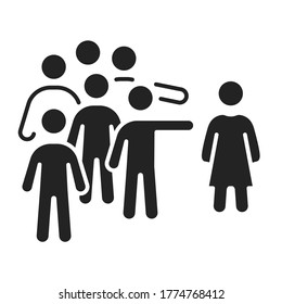 Social bullying black glyph icon. Harassment, social abuse and violence. Isolated vector element. Outline pictogram for web page, mobile app, promo