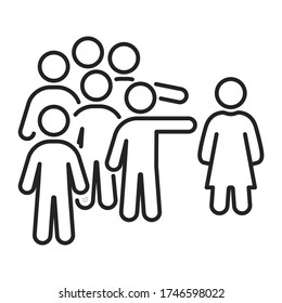 Social bullying black line icon. Harassment, social abuse and violence. Isolated vector element. Outline pictogram for web page, mobile app, promo