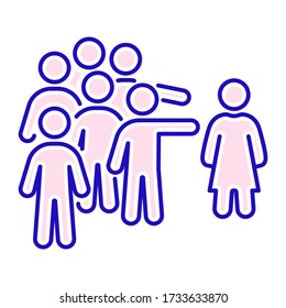 Social bullying color line icon. Harassment, social abuse and violence. Isolated vector element. Outline pictogram for web page, mobile app, promo