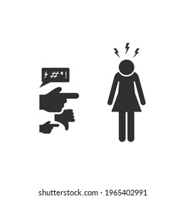 Social Bullying Icon. Harassment, Social Abuse and Domestic Violence Silhouette pictogram. Group Bullying Icon. Verbal and Physical Children Abuse. Vector illustration.